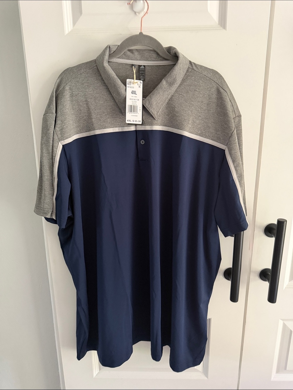 Men's Short Sleeve Polo Shirt - Navy and Light Gray